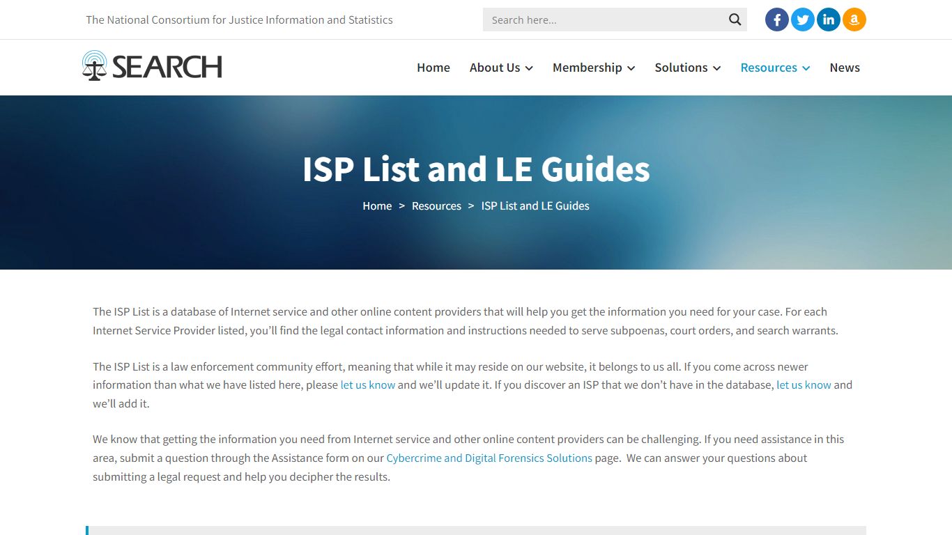 ISP List and LE Guides - SEARCH